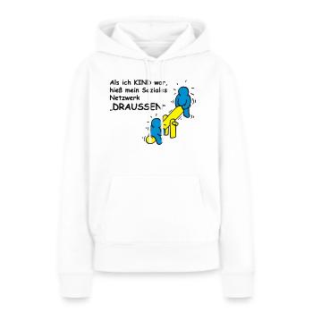 Als ich Kind war, hieß mein Netzwerk "draußen"! - Frauen Premium Bio Hoodie - Weiß - Vorne - Julia (174cm)