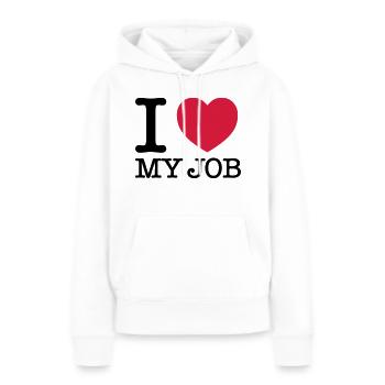 I Love My Job - Sweat à capuche Premium bio Femme - blanc - Devant - Julia (174cm)