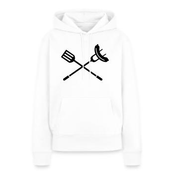 gril - Sweat à capuche Premium bio Femme - blanc - Devant - Julia (174cm)