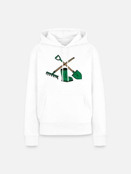 Garten schaufel harke gummistiefel - Frauen Premium Bio Hoodie - Weiß