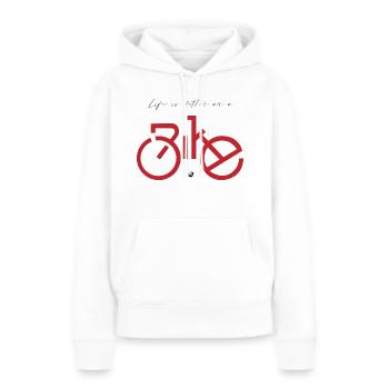Image de vélo avec inscription - Sweat à capuche Premium bio Femme - blanc - Devant - Julia (174cm)