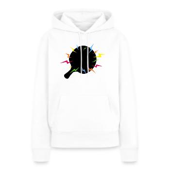 Raquette de Ping Pong Magique éclairs - Sweat à capuche Premium bio Femme - blanc - Devant - Julia (174cm)