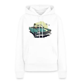 Cabriolet vert et palmier - Sweat à capuche Premium bio Femme - blanc - Devant - Julia (174cm)