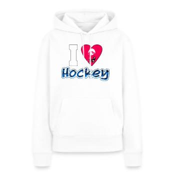 I Love Hockey - 3D Design - Frauen Premium Bio Hoodie - Weiß - Vorne - Julia (174cm)