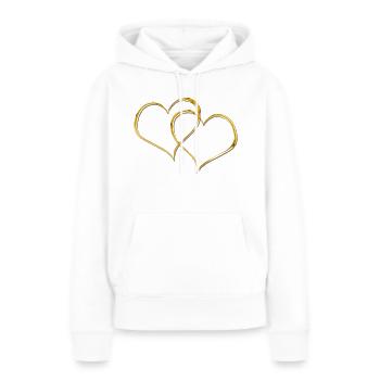 Double Heart GOLD 3D - Sweat à capuche Premium bio Femme - blanc - Devant - Julia (174cm)