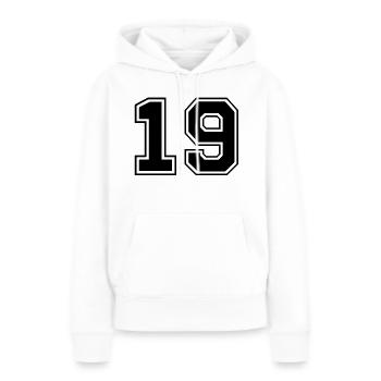 neunzehn - Sweat à capuche Premium bio Femme - blanc - Devant - Julia (174cm)
