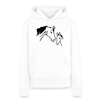 Jument et son poulain - Sweat à capuche Premium bio Femme - blanc - Devant - Julia (174cm)
