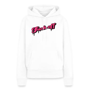 fuck off - Frauen Premium Bio Hoodie - Weiß - Vorne - Julia (174cm)
