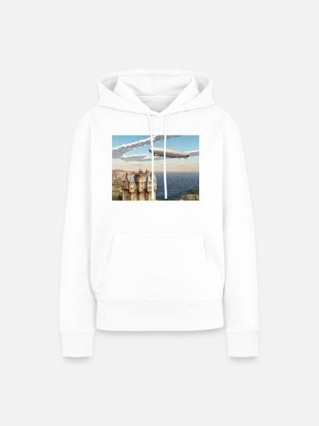 Schottisches Schloss und Zeppelin - Frauen Premium Bio Hoodie - Weiß