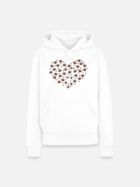 Kaffee Herz - Frauen Premium Bio Hoodie - Weiß
