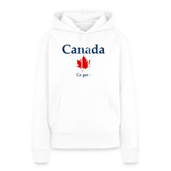 Calgary - Alberta - Canada - Kanada - Sweat à capuche Premium bio Femme - blanc - Devant - Julia (174cm)