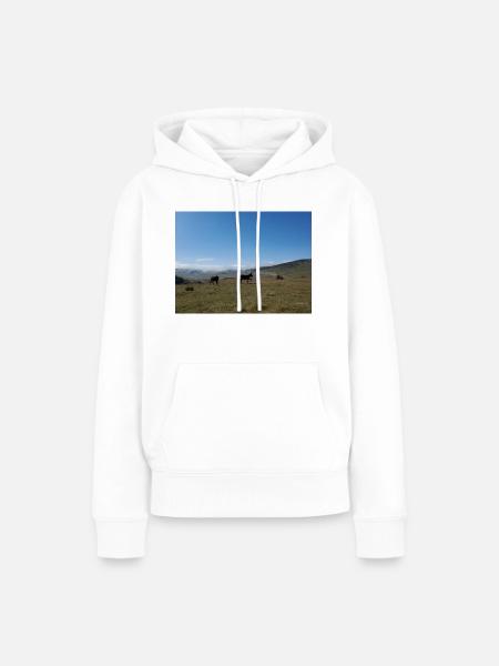 Esel, Berge, Wiesen - Frauen Premium Bio Hoodie - Weiß