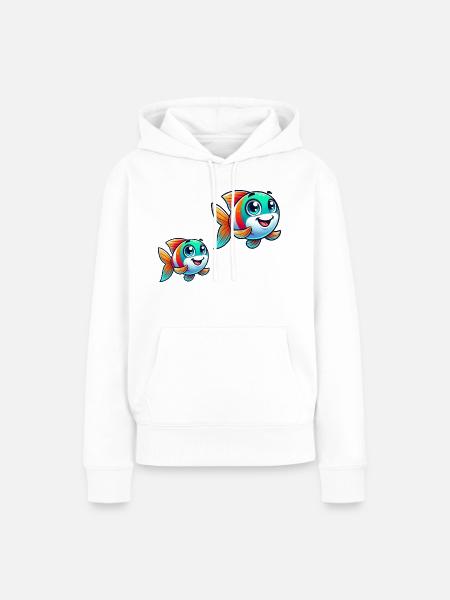 Fische Comic - Frauen Premium Bio Hoodie - Weiß