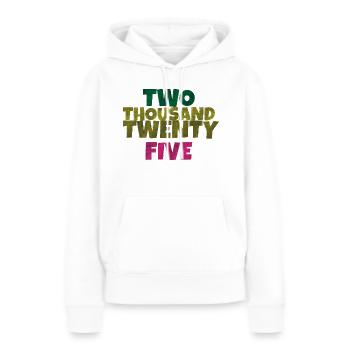 deux mille vingt-cinq - Sweat à capuche Premium bio Femme - blanc - Devant - Julia (174cm)