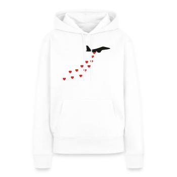 Herz Bomber - Frauen Premium Bio Hoodie - Weiß - Vorne - Julia (174cm)