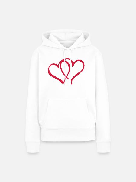 Herz - Frauen Premium Bio Hoodie - Weiß