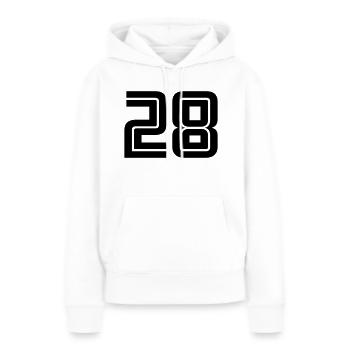 28 - Frauen Premium Bio Hoodie - Weiß - Vorne - Julia (174cm)