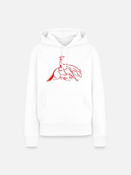 Westernreiter Slidingstop rot - Frauen Premium Bio Hoodie - Weiß
