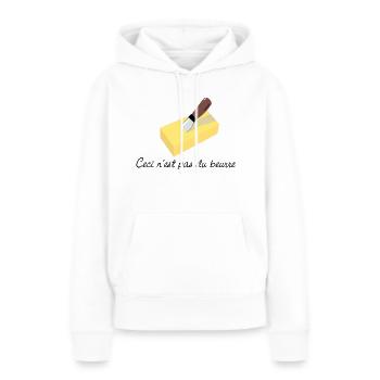 ceci n'est pas du beurre - Sweat à capuche Premium bio Femme - blanc - Devant - Julia (174cm)
