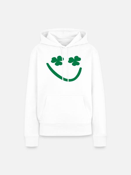 Shamrock Smiley-Gesicht - Frauen Premium Bio Hoodie - Weiß