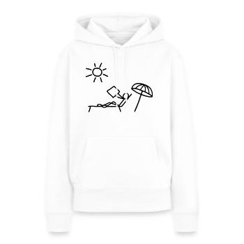 Sonnenbad & Zeitung lesen - Frauen Premium Bio Hoodie - Weiß - Vorne - Julia (174cm)