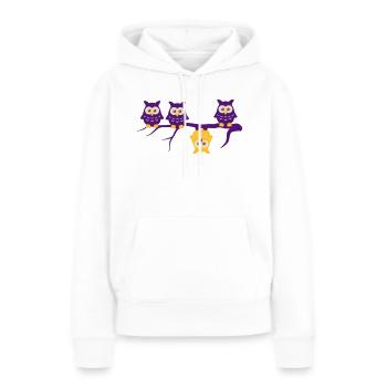 Être différents 4 hiboux Adebayo diffèrent - Sweat à capuche Premium bio Femme - blanc - Devant - Julia (174cm)