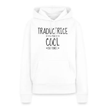 traducteur / traduction / traductrice / traduire - Sweat à capuche Premium bio Femme - blanc - Devant - Julia (174cm)