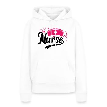 Infirmière-Médecin-Médical-Soins infirmiers-Hôpital-Rn-Rétro - Sweat à capuche Premium bio Femme - blanc - Devant - Julia (174cm)
