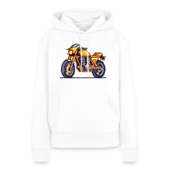 Moto rétro 16 bits au look pixel vintage - Sweat à capuche Premium bio Femme - blanc - Devant - Julia (174cm)