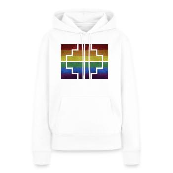 Géométrie - Sweat à capuche Premium bio Femme - blanc - Devant - Julia (174cm)