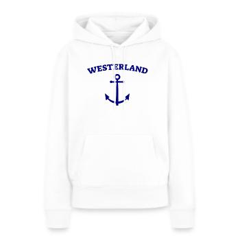 Westerland - Sylt - Mer du Nord - Ancre - Mouette - Île - Sweat à capuche Premium bio Femme - blanc - Devant - Julia (174cm)