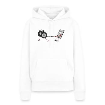 handy mit kopfhörer - Frauen Premium Bio Hoodie - Weiß - Vorne - Julia (174cm)