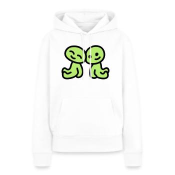 Amitié - amour - Sweat à capuche Premium bio Femme - blanc - Devant - Julia (174cm)