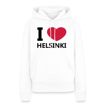 J'aime Helsinki - Sweat à capuche Premium bio Femme - blanc - Devant - Julia (174cm)