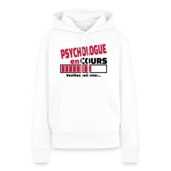 psychologue en cours - Sweat à capuche Premium bio Femme - blanc - Devant - Julia (174cm)