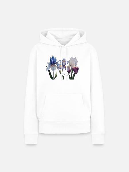 Iris Blumen - Frauen Premium Bio Hoodie - Weiß