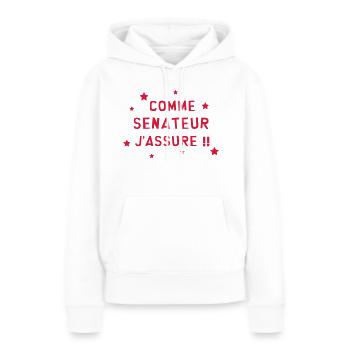 Sénateur / Sénat / Parlement / Politique Sénatrice - Sweat à capuche Premium bio Femme - blanc - Devant - Julia (174cm)