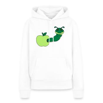 apfel essen loch lecker hunger schnecke kriechen r - Frauen Premium Bio Hoodie - Weiß - Vorne - Julia (174cm)