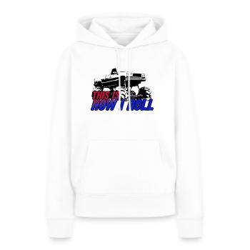 SO ROLLE ICH - Frauen Premium Bio Hoodie - Weiß - Vorne - Julia (174cm)
