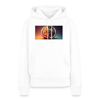 Fruit futuriste - Sweat à capuche Premium bio Femme - blanc - Devant - Julia (174cm)