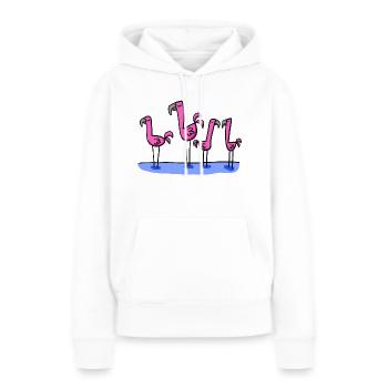 vier Flamingos - Frauen Premium Bio Hoodie - Weiß - Vorne - Julia (174cm)