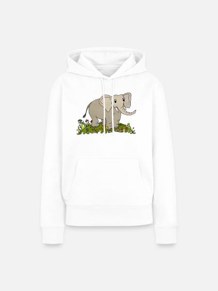 Elefant - Frauen Premium Bio Hoodie - Weiß