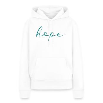 espoir - Sweat à capuche Premium bio Femme - blanc - Devant - Julia (174cm)