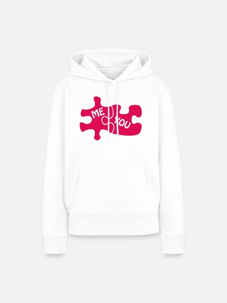 puzzle love - Frauen Premium Bio Hoodie - Weiß