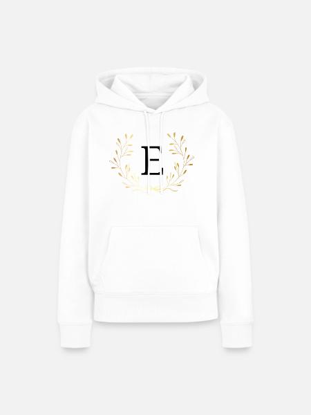 Buchstabe e Goldene Blumenkrone - Frauen Premium Bio Hoodie - Weiß