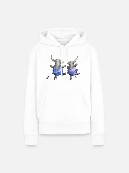 Rollschuh Elefantentanz - Frauen Premium Bio Hoodie - Weiß