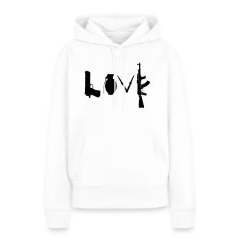 Love / Waffen Design - Frauen Premium Bio Hoodie - Weiß - Vorne - Julia (174cm)