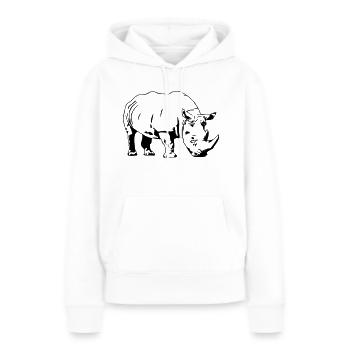 Nashorn - Rhino - Frauen Premium Bio Hoodie - Weiß - Vorne - Julia (174cm)