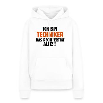 Techniker Technikerbrief Technikerausbildung - Frauen Premium Bio Hoodie - Weiß - Vorne - Julia (174cm)