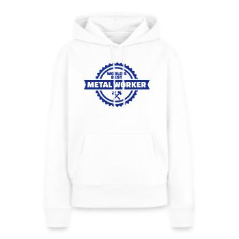 Metal worker - Sweat à capuche Premium bio Femme - blanc - Devant - Julia (174cm)